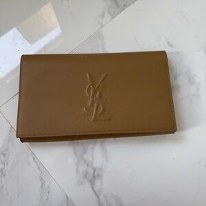 SOLD YSL saint laurent brown leather clutch belle de jour